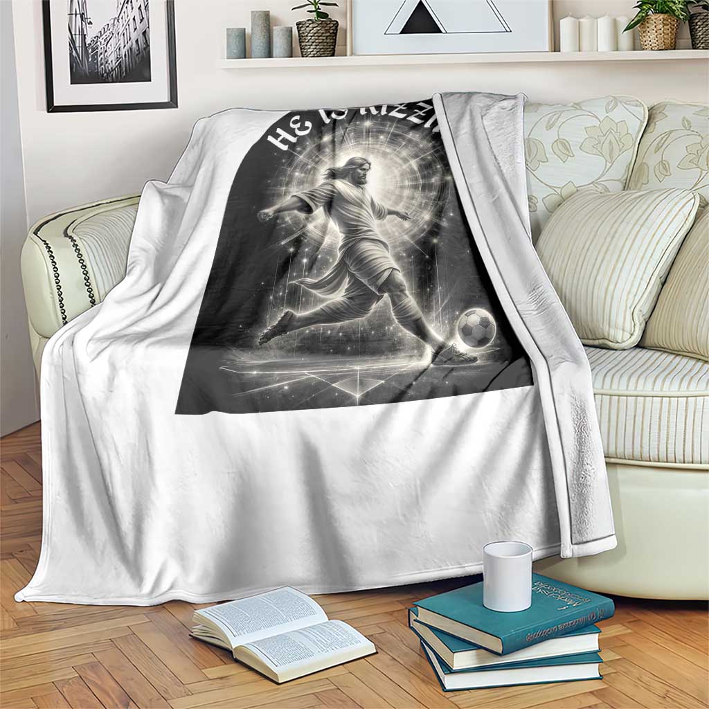He Is Rizzin Throw Blanket Funny Christian Faith Soccer Player Gift TS12 Print Your Wear