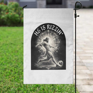 He Is Rizzin Garden Flag Funny Christian Faith Soccer Player Gift TS12 Print Your Wear