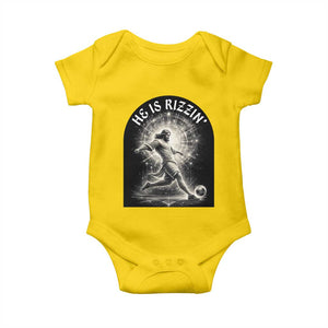 He Is Rizzin Baby Onesie Funny Christian Faith Soccer Player Gift TS12 Daisy Print Your Wear