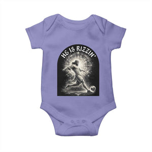 He Is Rizzin Baby Onesie Funny Christian Faith Soccer Player Gift TS12 Violet Print Your Wear