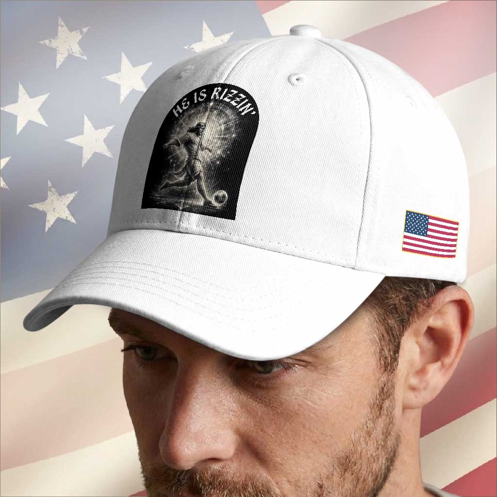 He Is Rizzin Baseball Cap Funny Christian Faith Soccer Player Gift TS12 Print Your Wear