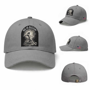 He Is Rizzin Baseball Cap Funny Christian Faith Soccer Player Gift TS12 Baseball Cap Universal Fit Sport Gray Print Your Wear