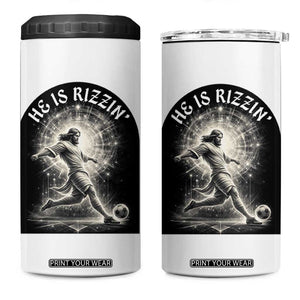 He Is Rizzin 4 in 1 Can Cooler Tumbler Funny Christian Faith Soccer Player Gift TS12 One Size: 16 oz White Print Your Wear
