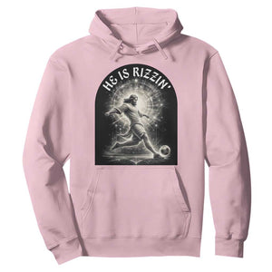 He Is Rizzin Hoodie Funny Christian Faith Soccer Player Gift TS12 Light Pink Print Your Wear
