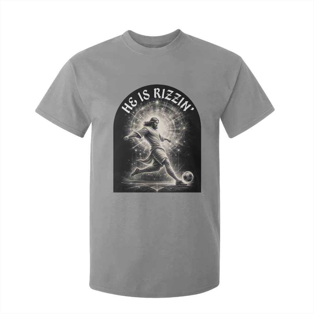 He Is Rizzin T Shirt For Kid Funny Christian Faith Soccer Player Gift TS12 Sport Gray Print Your Wear