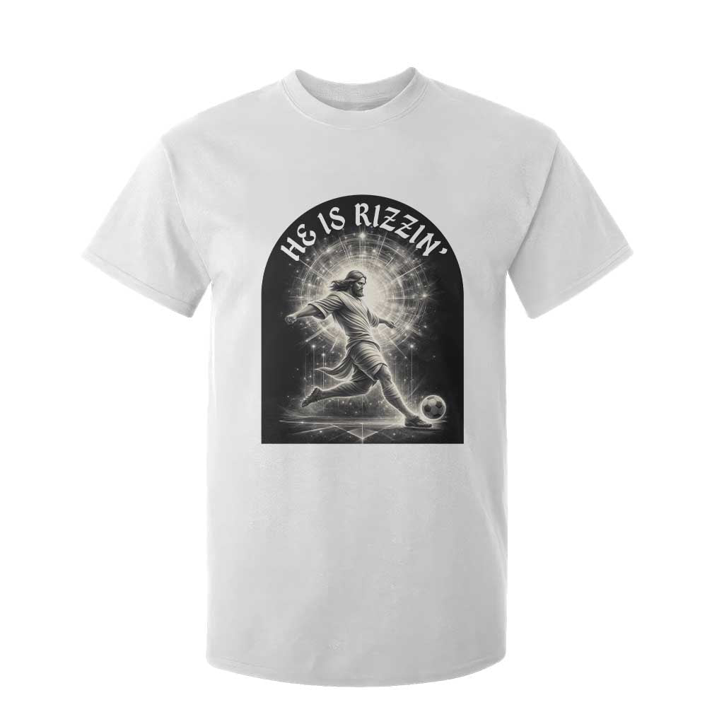 He Is Rizzin T Shirt For Kid Funny Christian Faith Soccer Player Gift TS12 White Print Your Wear
