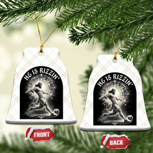 He Is Rizzin Ceramic Ornament Funny Christian Faith Soccer Player Gift TS12 Print Your Wear