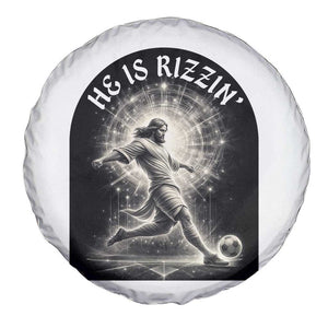 He Is Rizzin Spare Tire Cover Funny Christian Faith Soccer Player Gift TS12 Print Your Wear