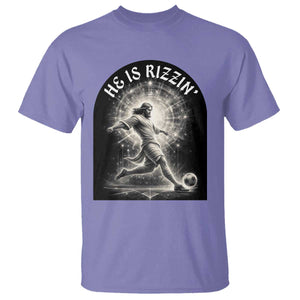 He Is Rizzin T Shirt Funny Christian Faith Soccer Player Gift TS12 Violet Print Your Wear