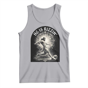 He Is Rizzin Tank Top Funny Christian Faith Soccer Player Gift TS12 Athletic Heather Print Your Wear