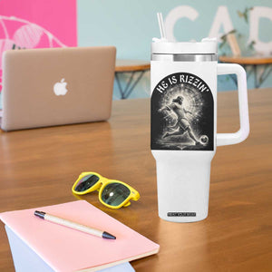 He Is Rizzin Tumbler With Handle Funny Christian Faith Soccer Player Gift TS12 Print Your Wear