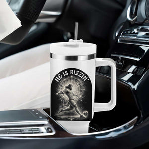 He Is Rizzin Tumbler With Handle Funny Christian Faith Soccer Player Gift TS12 Print Your Wear
