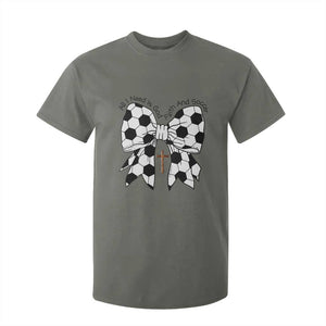 All I Need Is God Faith And Soccer T Shirt For Kid Christian Gift TS12 Military Green Print Your Wear