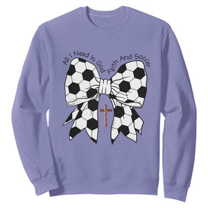 All I Need Is God Faith And Soccer Sweatshirt Christian Gift TS12 Violet Print Your Wear