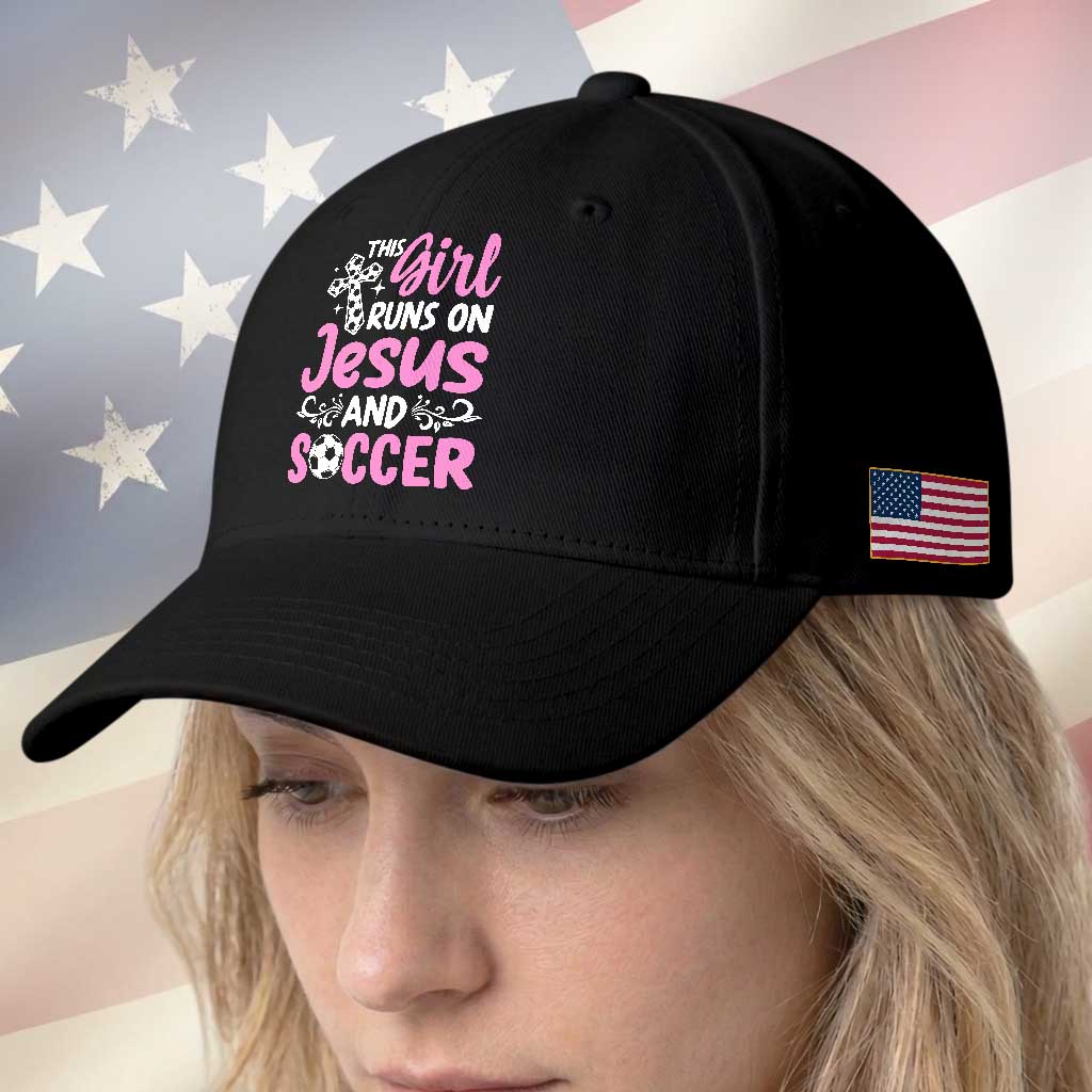 This Girl Runs On Jesus And Soccer Baseball Cap Christian Soccer Mom TS12 Print Your Wear