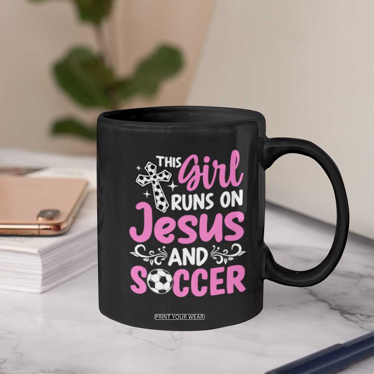 This Girl Runs On Jesus And Soccer Coffee Mug Christian Soccer Mom TS12 Print Your Wear