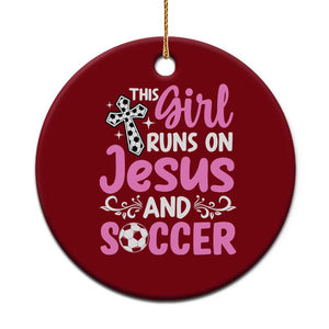 This Girl Runs On Jesus And Soccer Ceramic Ornament Christian Soccer Mom TS12 1pc Red Print Your Wear