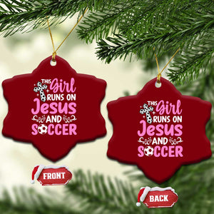 This Girl Runs On Jesus And Soccer Ceramic Ornament Christian Soccer Mom TS12 Print Your Wear