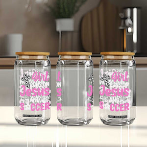This Girl Runs On Jesus And Soccer Glass Can Christian Soccer Mom TS12 Print Your Wear