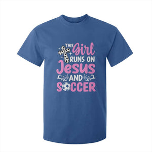 This Girl Runs On Jesus And Soccer T Shirt For Kid Christian Soccer Mom TS12 Royal Blue Print Your Wear