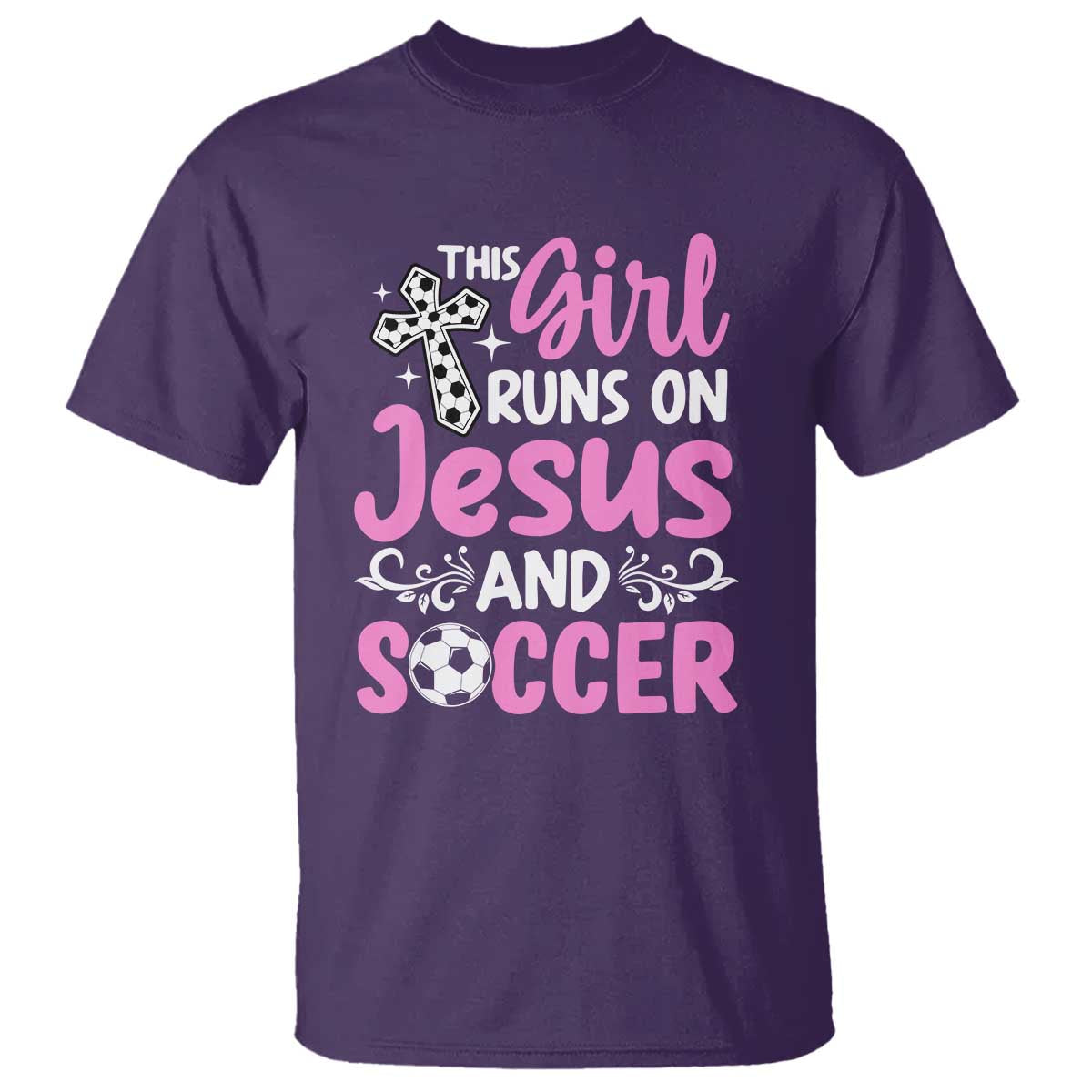 This Girl Runs On Jesus And Soccer T Shirt Christian Soccer Mom TS12 Purple Print Your Wear