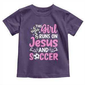This Girl Runs On Jesus And Soccer Toddler T Shirt Christian Soccer Mom TS12 Purple Print Your Wear