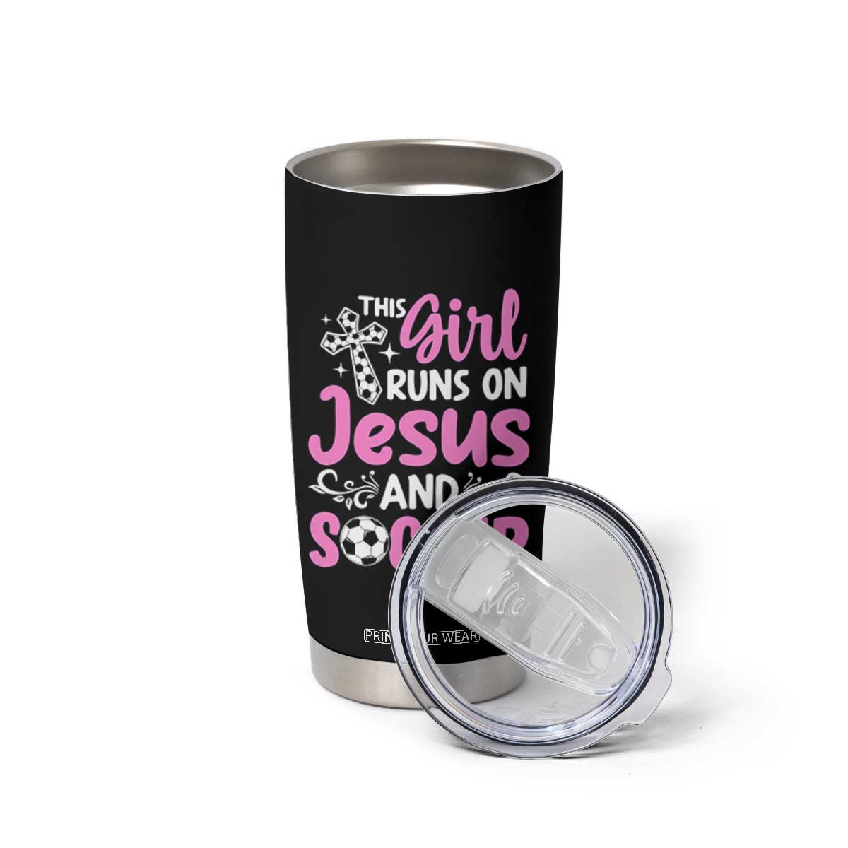 This Girl Runs On Jesus And Soccer Tumbler Cup Christian Soccer Mom TS12 Print Your Wear