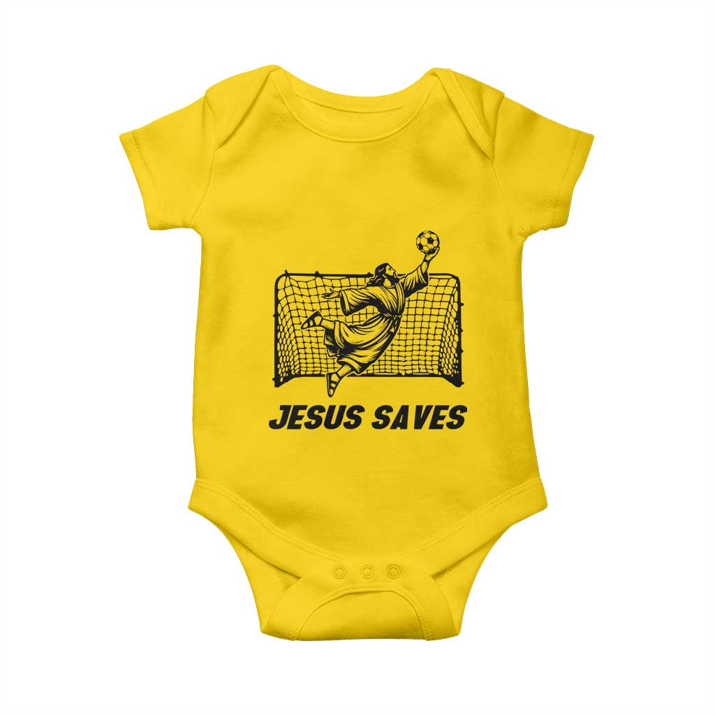 Jesus Saves Baby Onesie Funny Christian Soccer Goalie TS12 Daisy Print Your Wear