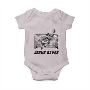 Jesus Saves Baby Onesie Funny Christian Soccer Goalie TS12 Ice Gray Print Your Wear