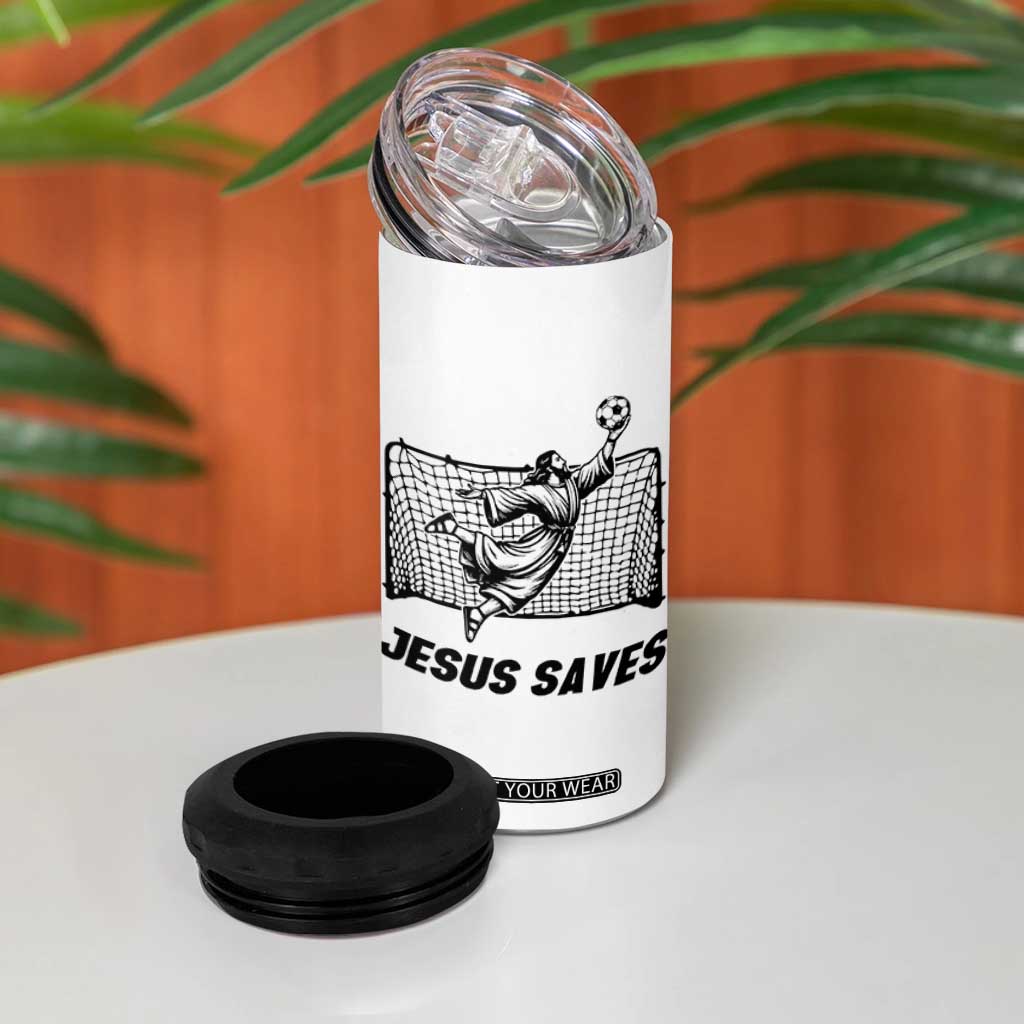 Jesus Saves 4 in 1 Can Cooler Tumbler Funny Christian Soccer Goalie TS12 Print Your Wear