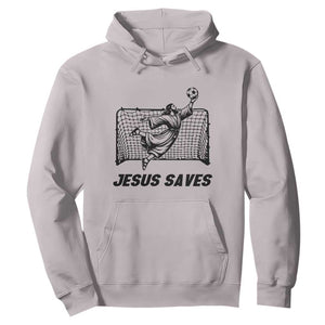 Jesus Saves Hoodie Funny Christian Soccer Goalie TS12 Ice Gray Print Your Wear
