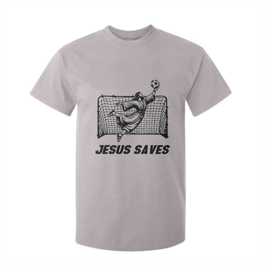 Jesus Saves T Shirt For Kid Funny Christian Soccer Goalie TS12 Ice Gray Print Your Wear
