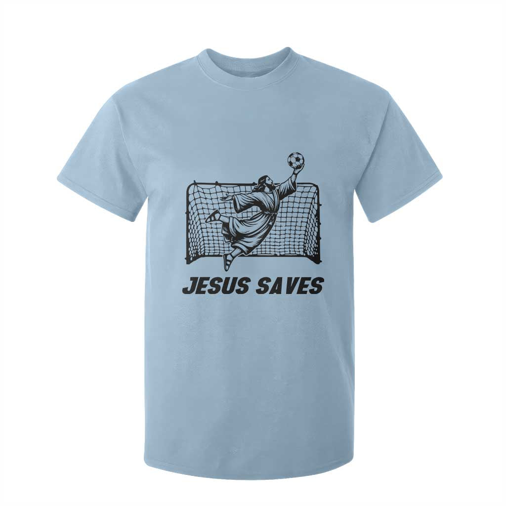 Jesus Saves T Shirt For Kid Funny Christian Soccer Goalie TS12 Light Blue Print Your Wear