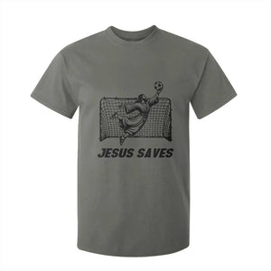 Jesus Saves T Shirt For Kid Funny Christian Soccer Goalie TS12 Military Green Print Your Wear