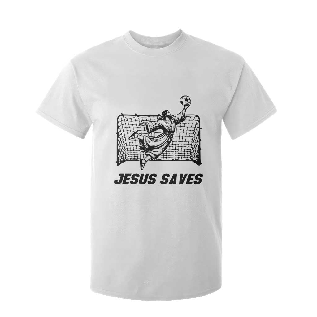 Jesus Saves T Shirt For Kid Funny Christian Soccer Goalie TS12 White Print Your Wear