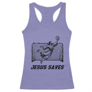 Jesus Saves Racerback Tank Top Funny Christian Soccer Goalie TS12 Violet Print Your Wear