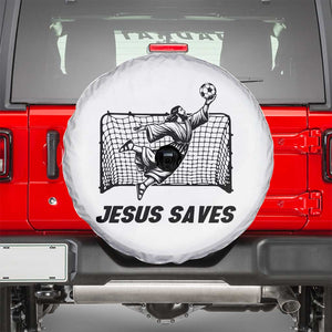 Jesus Saves Spare Tire Cover Funny Christian Soccer Goalie TS12 White Print Your Wear
