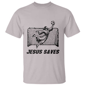 Jesus Saves T Shirt Funny Christian Soccer Goalie TS12 Ice Gray Print Your Wear