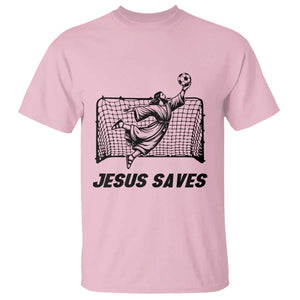 Jesus Saves T Shirt Funny Christian Soccer Goalie TS12 Light Pink Print Your Wear