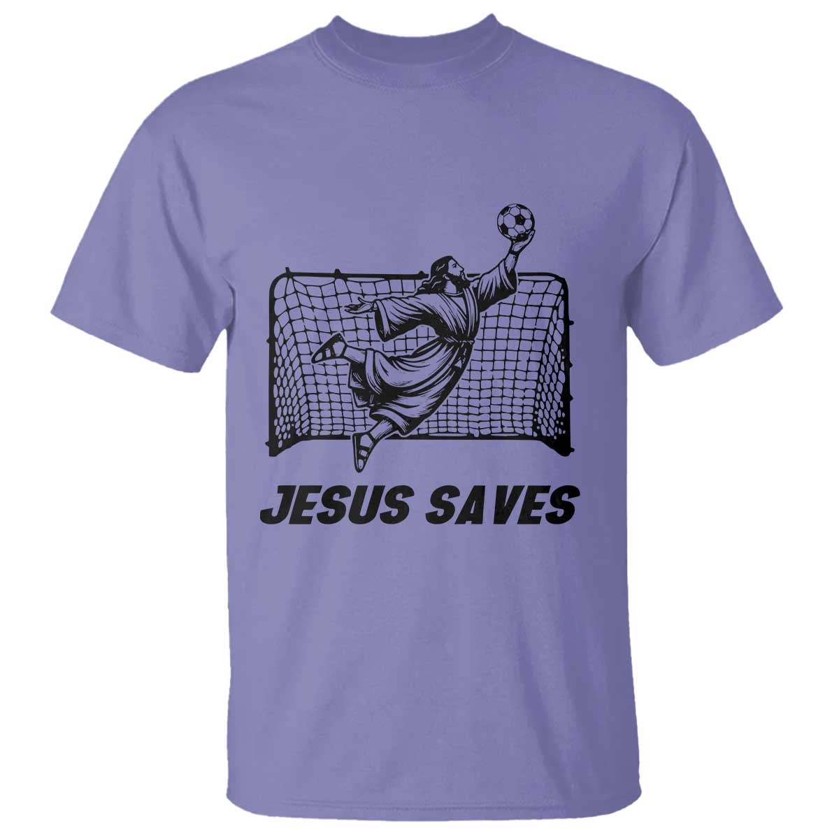 Jesus Saves T Shirt Funny Christian Soccer Goalie TS12 Violet Print Your Wear