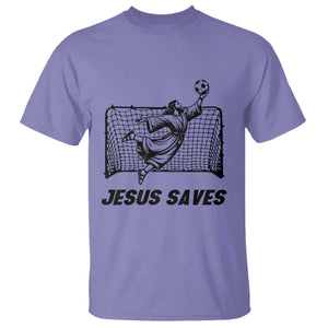 Jesus Saves T Shirt Funny Christian Soccer Goalie TS12 Violet Print Your Wear