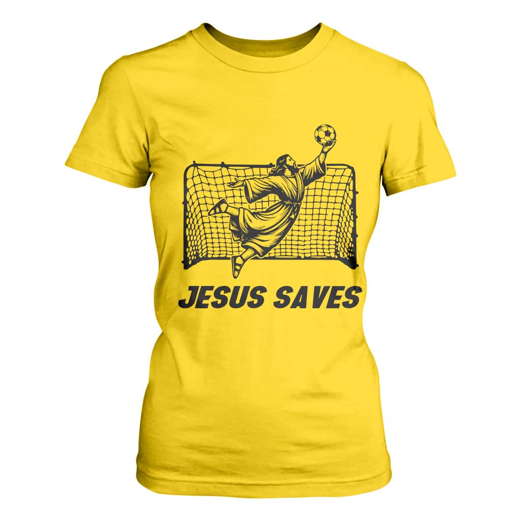 Jesus Saves T Shirt For Women Funny Christian Soccer Goalie TS12 Daisy Print Your Wear