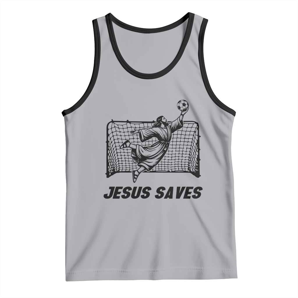Jesus Saves Tank Top Funny Christian Soccer Goalie TS12 Athletic Heather Black Print Your Wear