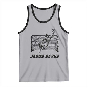 Jesus Saves Tank Top Funny Christian Soccer Goalie TS12 Athletic Heather Black Print Your Wear