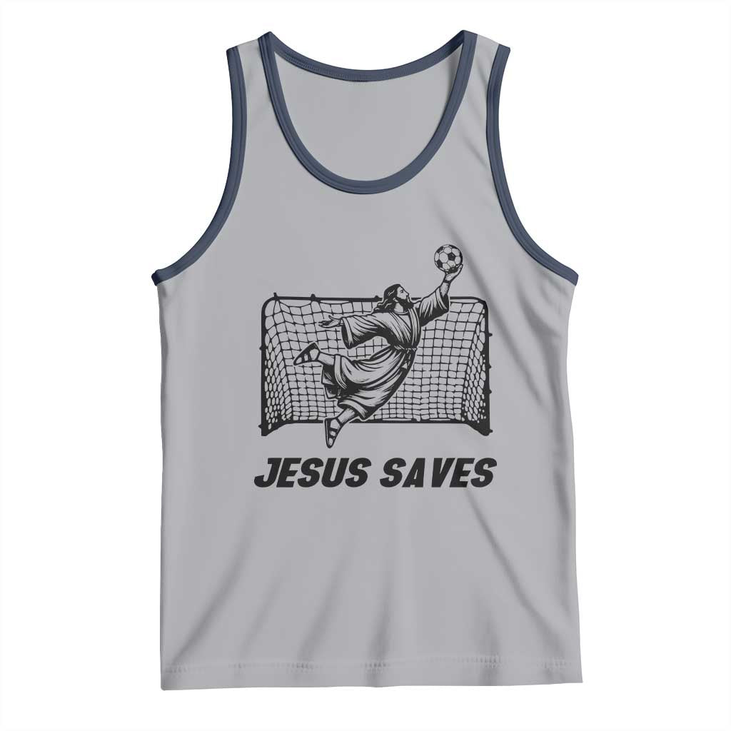 Jesus Saves Tank Top Funny Christian Soccer Goalie TS12 Athletic Heather Navy Print Your Wear