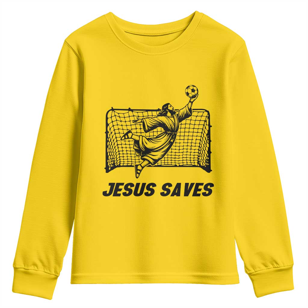 Jesus Saves Youth Sweatshirt Funny Christian Soccer Goalie TS12 Daisy Print Your Wear