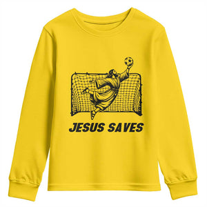 Jesus Saves Youth Sweatshirt Funny Christian Soccer Goalie TS12 Daisy Print Your Wear
