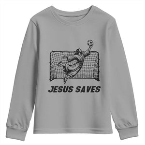Jesus Saves Youth Sweatshirt Funny Christian Soccer Goalie TS12 Sport Gray Print Your Wear