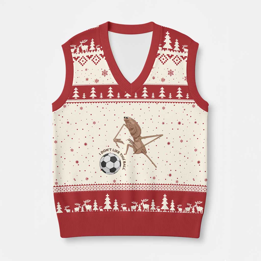 Funny Marcus The Worm Soccer Lover V-Neck Knit Sweater Vest I Do Not Like This Ball TS12 Beige Red Print Your Wear