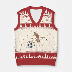 Funny Marcus The Worm Soccer Lover V-Neck Knit Sweater Vest I Do Not Like This Ball TS12 Beige Red Print Your Wear